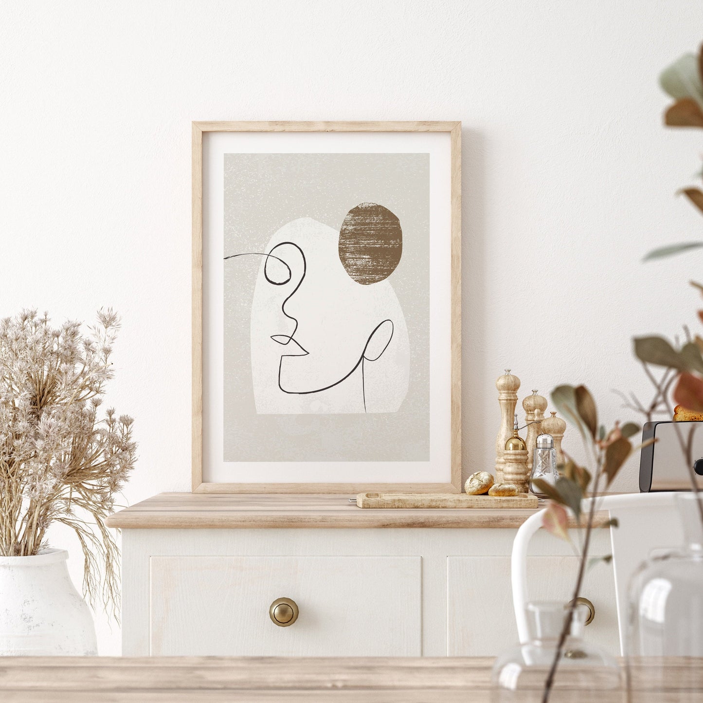 Minimalist Line Art FRAMED Wall Gallery Set Modern Line Art Print Set Wall Art Gallery Wooden Framed Abstract Poster Set Boho Wall Deco