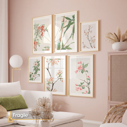 Fragile - Framed Flowers Wall Art Gallery Set of 6 Pieces