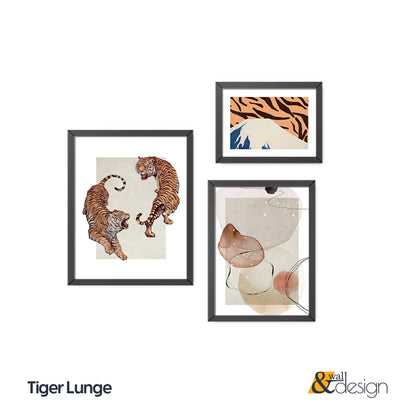 Tiger Lunge - Wall Gallery Set FRAMED 3 Piece Tiger Themed