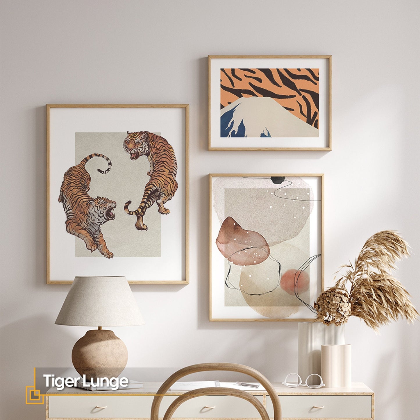 Tiger Wall Gallery Set FRAMED 3 Piece Tiger Themed Wall Art Ready to Wall Art Gallery Set  Post-Impressionism Wall Art  Tigers Prints