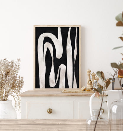 Black Veins - FRAMED Black and White Abstract Wall Art Print Set of 3 Pieces
