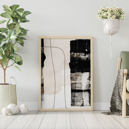 Black Veins - FRAMED Black and White Abstract Wall Art Print Set of 3 Pieces
