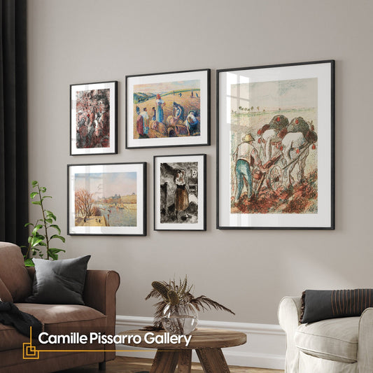 Camille Pissarro 5 Pieces FRAMED Wall Art Set Framed Wall Art Digital Prints Framed Gallery Wall Set High Quality Print and Wooden Frames