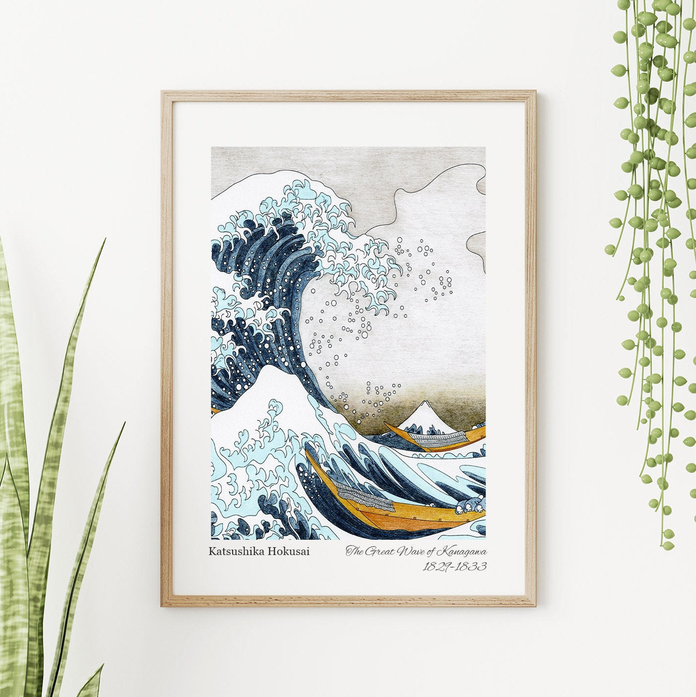 Blue Wall Art Set FRAMED Japanese Framed Prints Ready to Hang Gallery Wall Art Floral Wall Art William Morris Kamisaka Sekka Hokusai