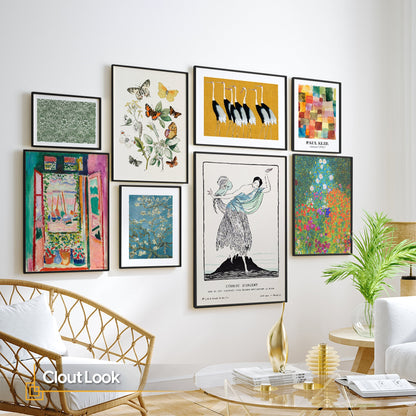 Clout Look - Eclectic Gallery Wall Set of 8 FRAMED Prints Maximalist Wall Decor