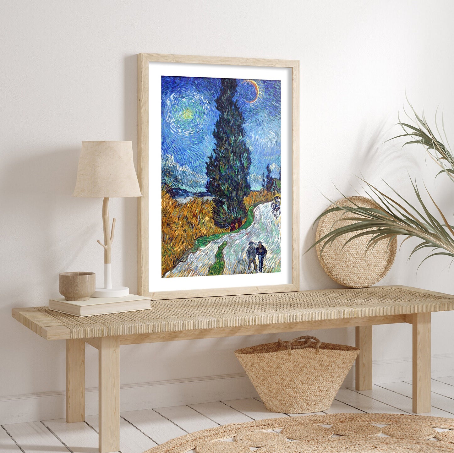 Van Gogh Gallery Wall Set FRAMED 4 Piece Exhibition Wall Art Ready to Hang Van Gogh Wall Set Van Gogh Blue Sky Prints Museum Artworks