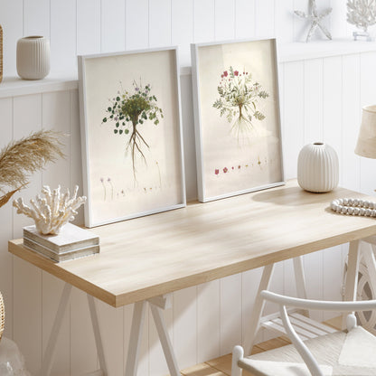 Worn Floral - Vintage Gallery Wall Art Set of 8 Eclectic FRAMED Wall Art Set