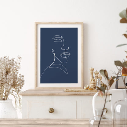 Berry Feel - Minimalist Blue Wall Art FRAMED Wall Gallery Set