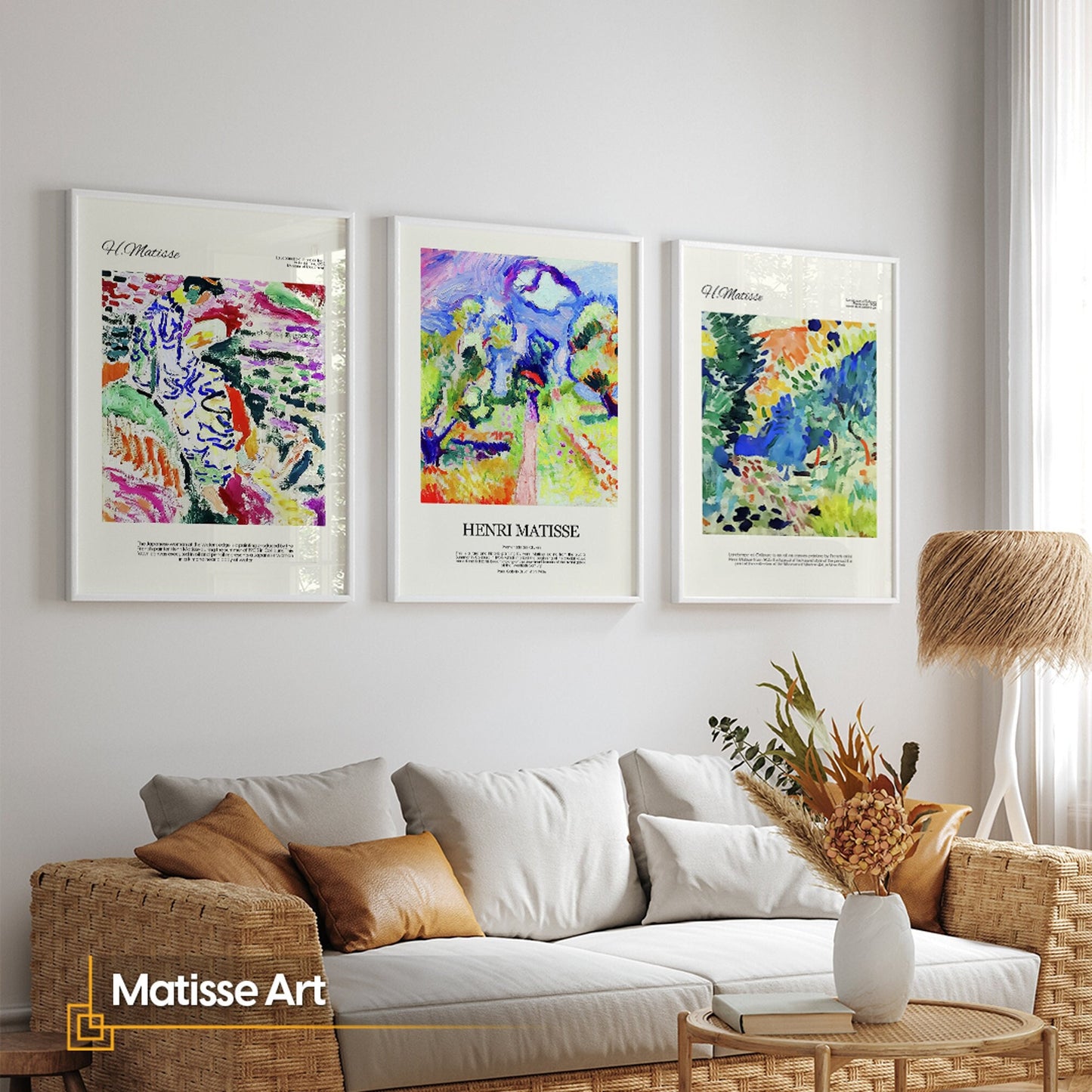 Henri Matisse Prints FRAMED 3 Piece Wall Art Matisse Framed Poster Set Gallery Wall Set Abstract Print Set Museum Poster, Wooden Framed