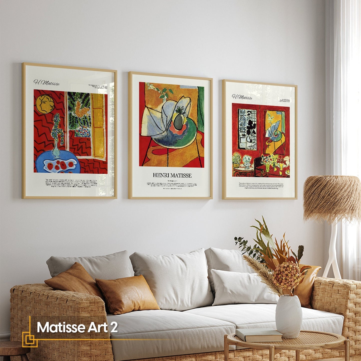 Matisse FRAMED Wall Art Set of 3 Henri Matisse Framed Poster Set Prints Gallery Wall Set Abstract Print Set Museum Posters Wooden Framed