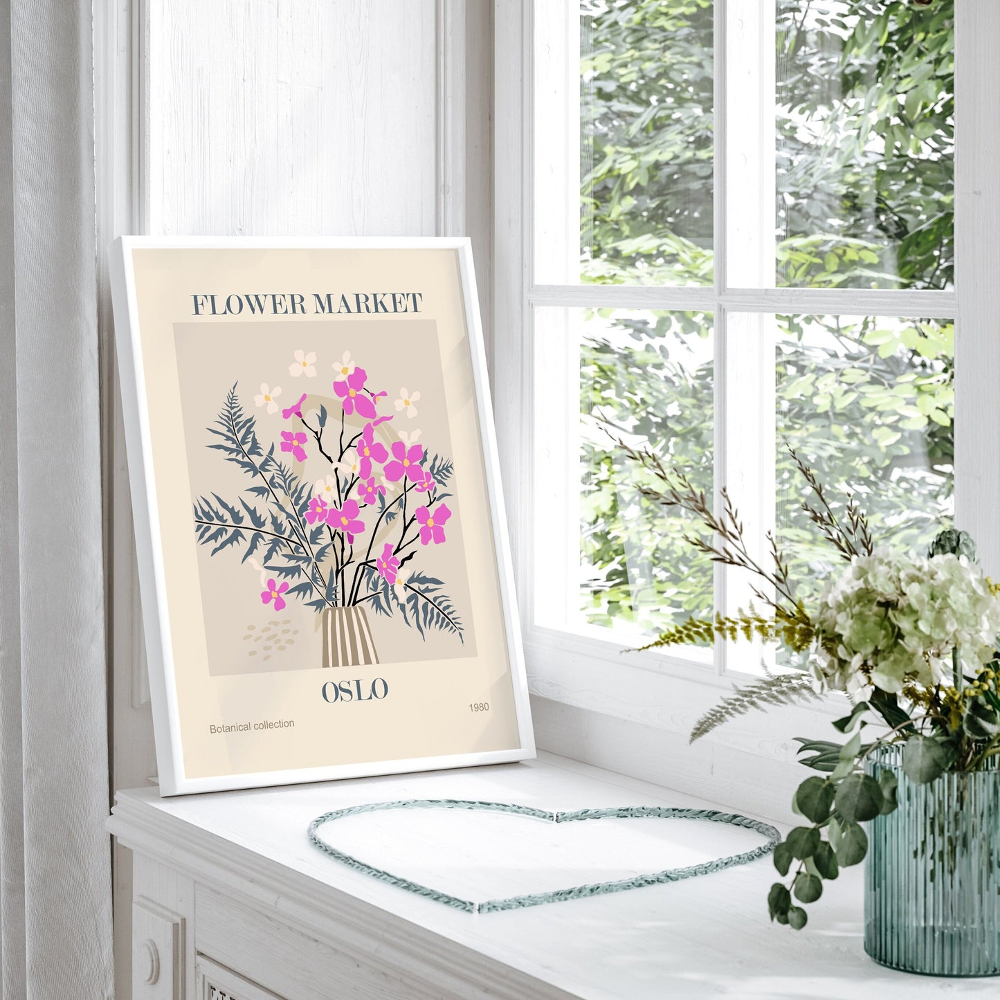 FLower Market 2 - Modern FRAMED Flowers Wall Art Set of 6 pieces Flowers Market Gallery