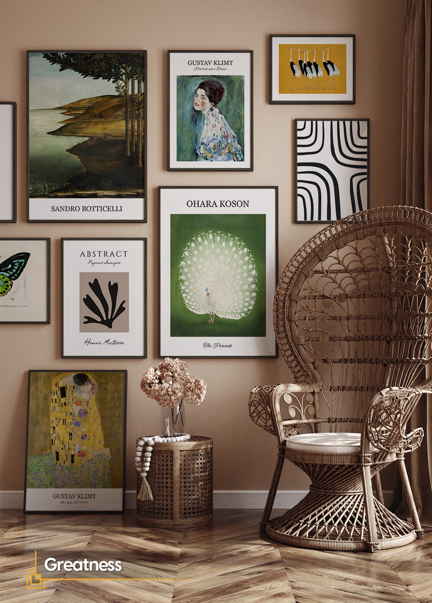 Greatness - Vintage Large Gallery Wall Artwork Set of 8 Pieces FRAMED