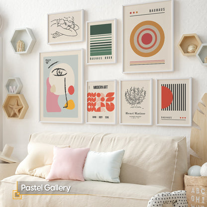 Pastel Gallery - Modern Art FRAMED Gallery Wall Set of 7 Pieces