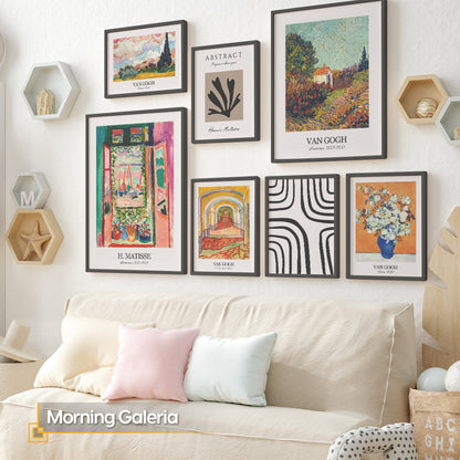 Morning Galleria - Eclectic Wall Art FRAMED Gallery Wall Set of 7 Pieces