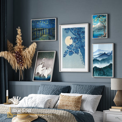 Blue East - FRAMED Gallery Wall Art Set of 5 Blue Artwork Poster