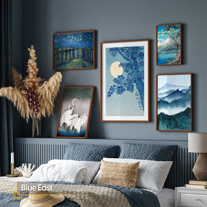 Blue East - FRAMED Gallery Wall Art Set of 5 Blue Artwork Poster