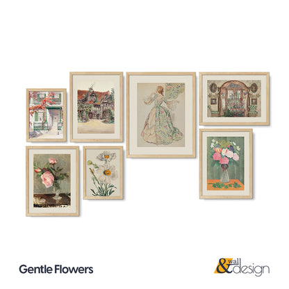 Gentle Flowers - Vintage FRAMED Gallery Wall Art Set of 7 Wall Art Prints