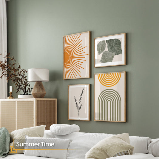 Summer Time - Abstract FRAMED Wall Art Set of 4