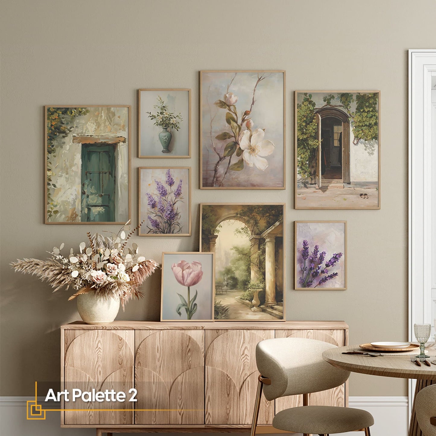 Art Palette 2 - Vintage Flower Market Wall Art Gallery FRAMED Set Of 8 Pieces
