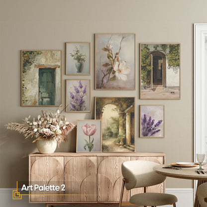 Art Palette 2 - Vintage Flower Market Wall Art Gallery FRAMED Set Of 8 Pieces