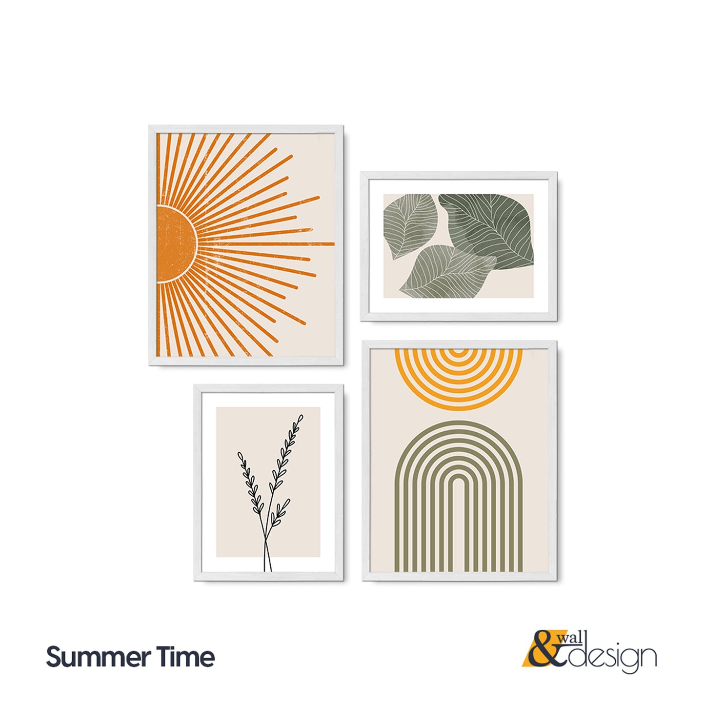 Summer Time - Abstract FRAMED Wall Art Set of 4