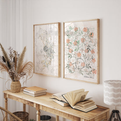 Skewish Patten - Wooden Framed William Morris Wall Art Set of 3 Pieces