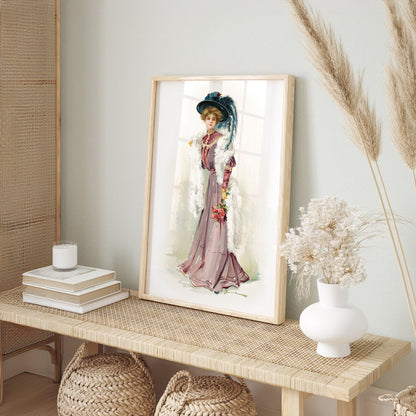 Elegant Retro - 4 Pieces Wooden FRAMED Wall Art Prints Set