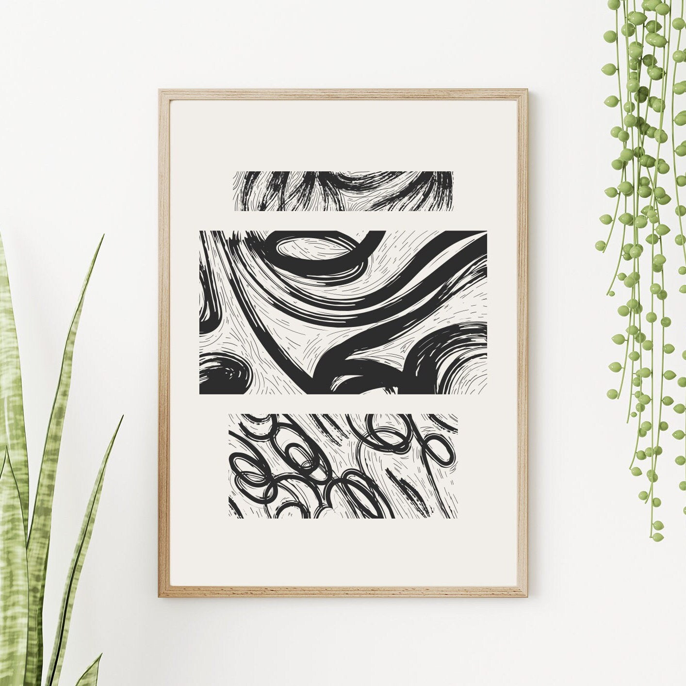 Modern Abstract Gallery Wall Set FRAMED  5 Piece Minimalist Wall Art Ready Made Gallery Wall Set  Abstract Prints  Mid Century Wall Art