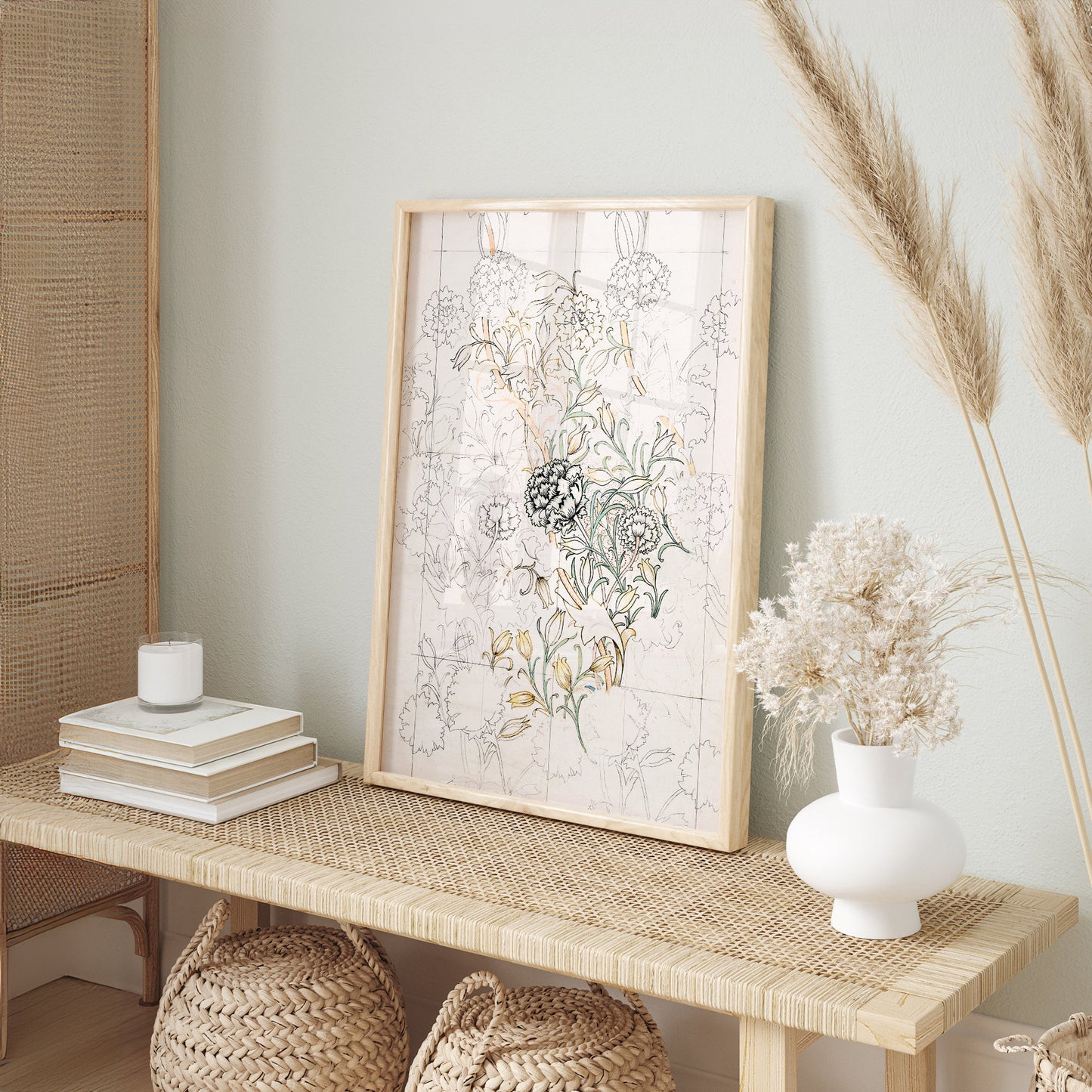 Skewish Patten - Wooden Framed William Morris Wall Art Set of 3 Pieces