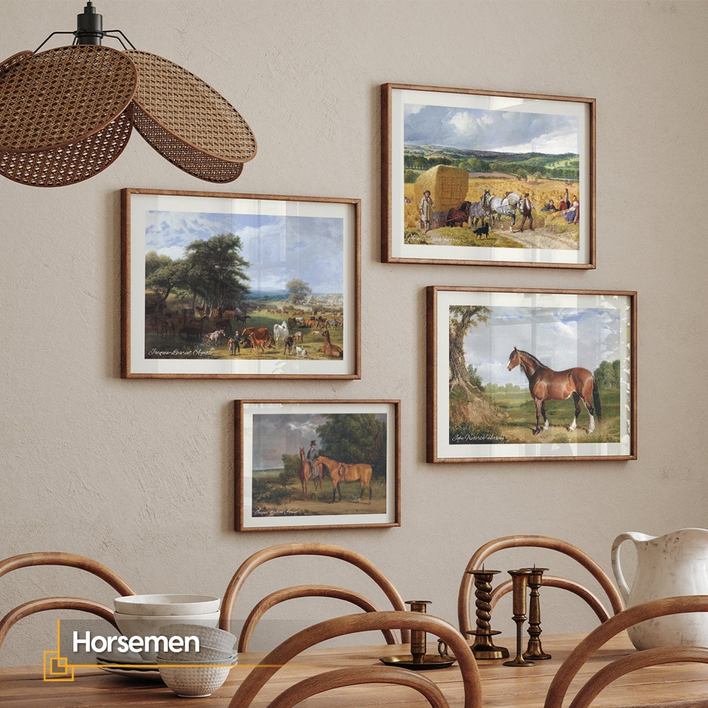 Horsemen - FRAMED Gallery Wall Set Farm House Print Set of 4 Horse Posters