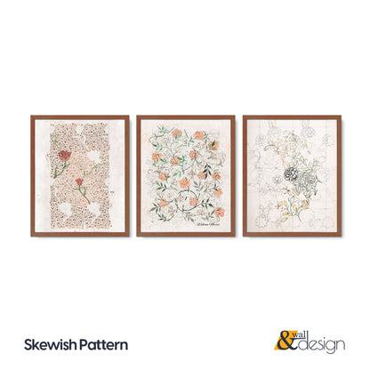 Skewish Patten - Wooden Framed William Morris Wall Art Set of 3 Pieces