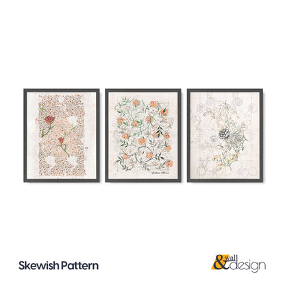 Skewish Patten - Wooden Framed William Morris Wall Art Set of 3 Pieces