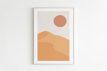 Sun Face - Mid-Century FRAMED Wall Art Set of 5 Pieces